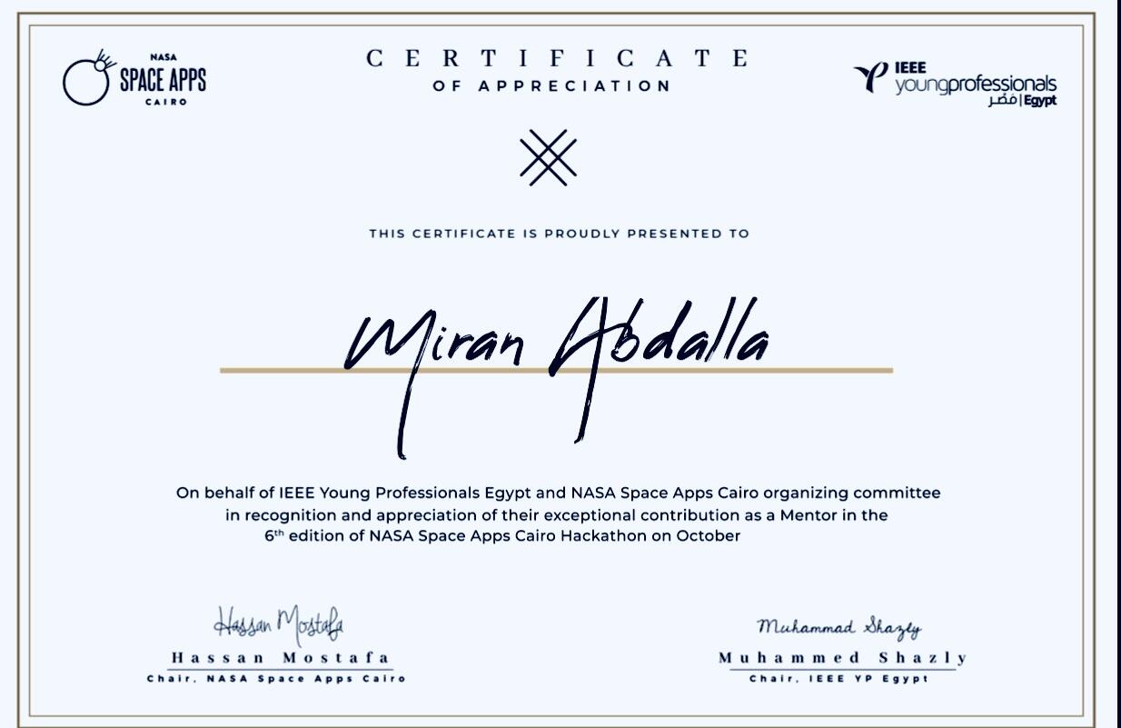 IEEE- NasaSpaceApps - Mentor certification