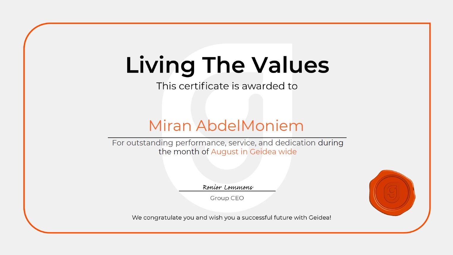 Geidea - Outstanding Certification